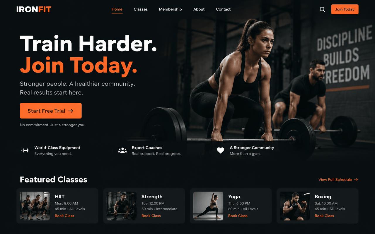 IronFit Gym website design